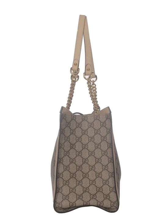 ♥️Gucci Padlock Beige GG Supreme Canvas Shoulder Tote with Gold Chain Handles♥️ - Picture 2 of 16